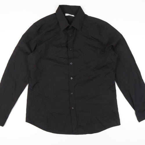 Topman Men's Black Long Sleeve Button-Up Shirt Size L 40-42in
