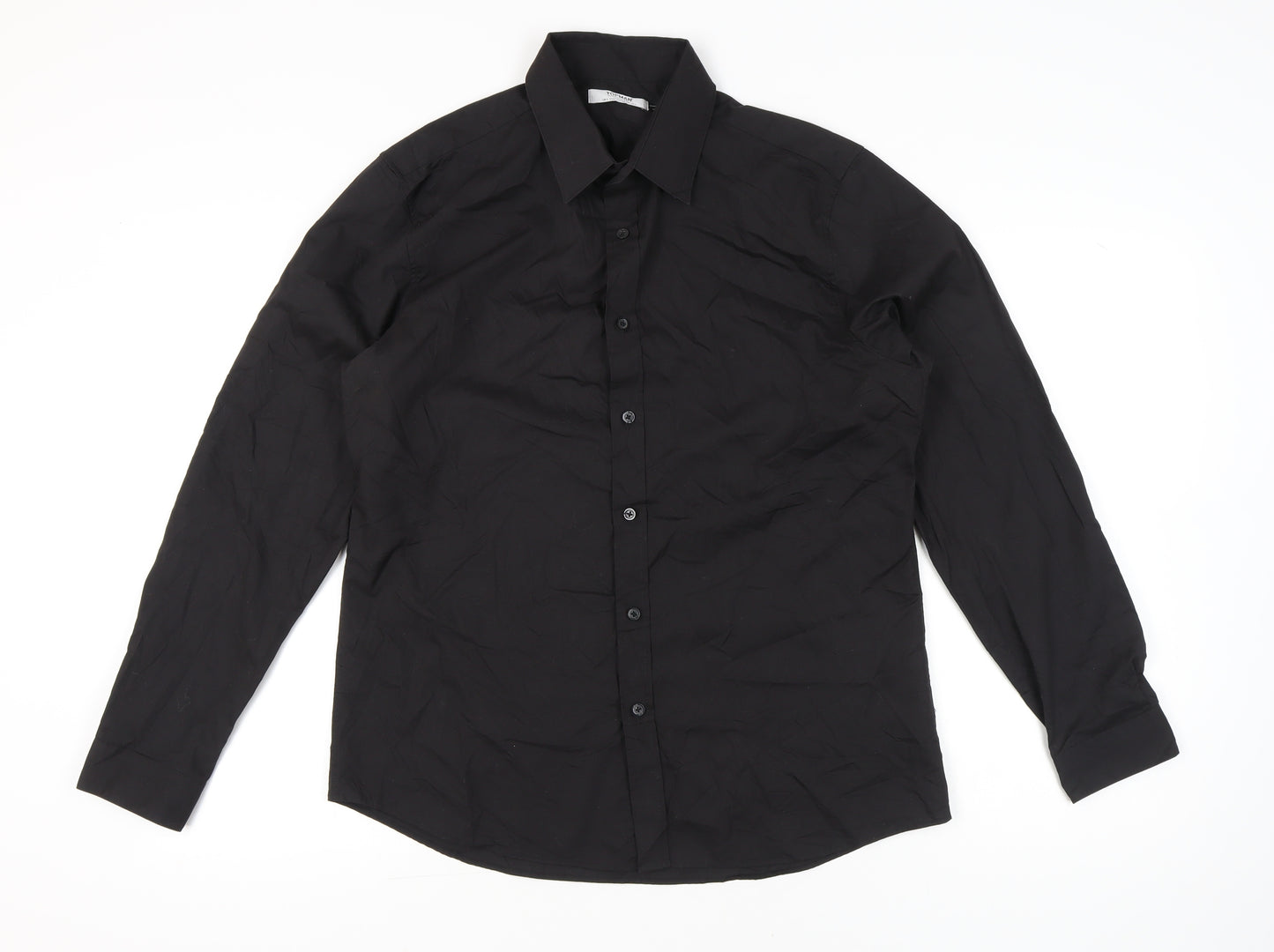Topman Men's Black Long Sleeve Button-Up Shirt Size L 40-42in