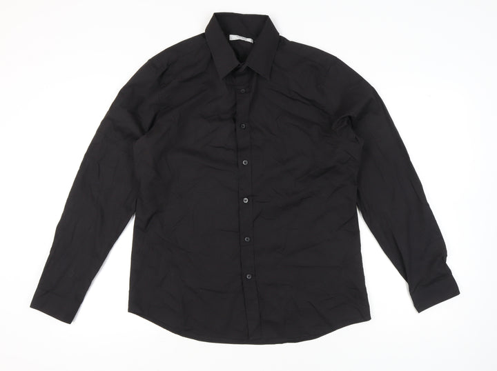 Topman Men's Black Long Sleeve Button-Up Shirt Size L 40-42in