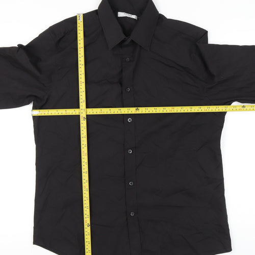 Topman Men's Black Long Sleeve Button-Up Shirt Size L 40-42in