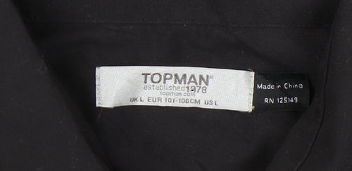 Topman Men's Black Long Sleeve Button-Up Shirt Size L 40-42in
