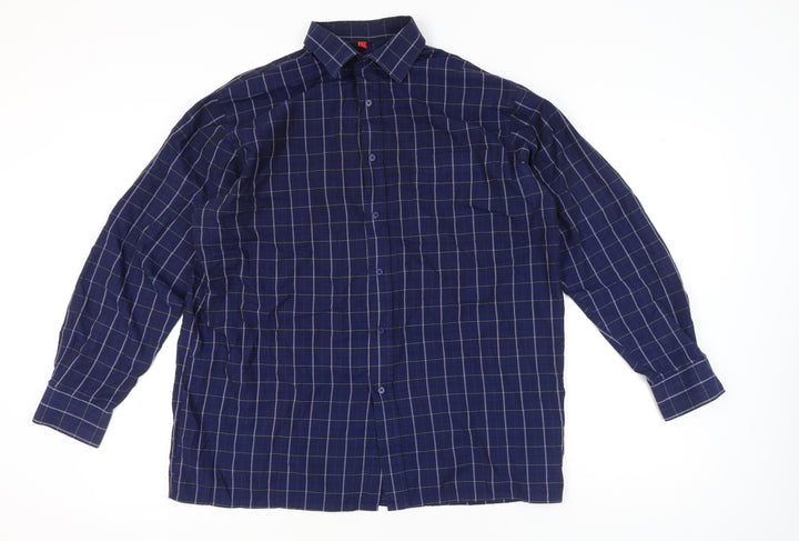 Tom Hagan Men’s Blue Check Cotton Blend Long Sleeve Shirt L 42