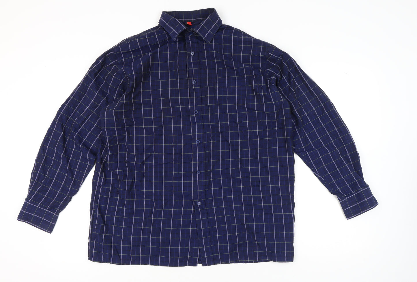 Tom Hagan Men’s Blue Check Cotton Blend Long Sleeve Shirt L 42
