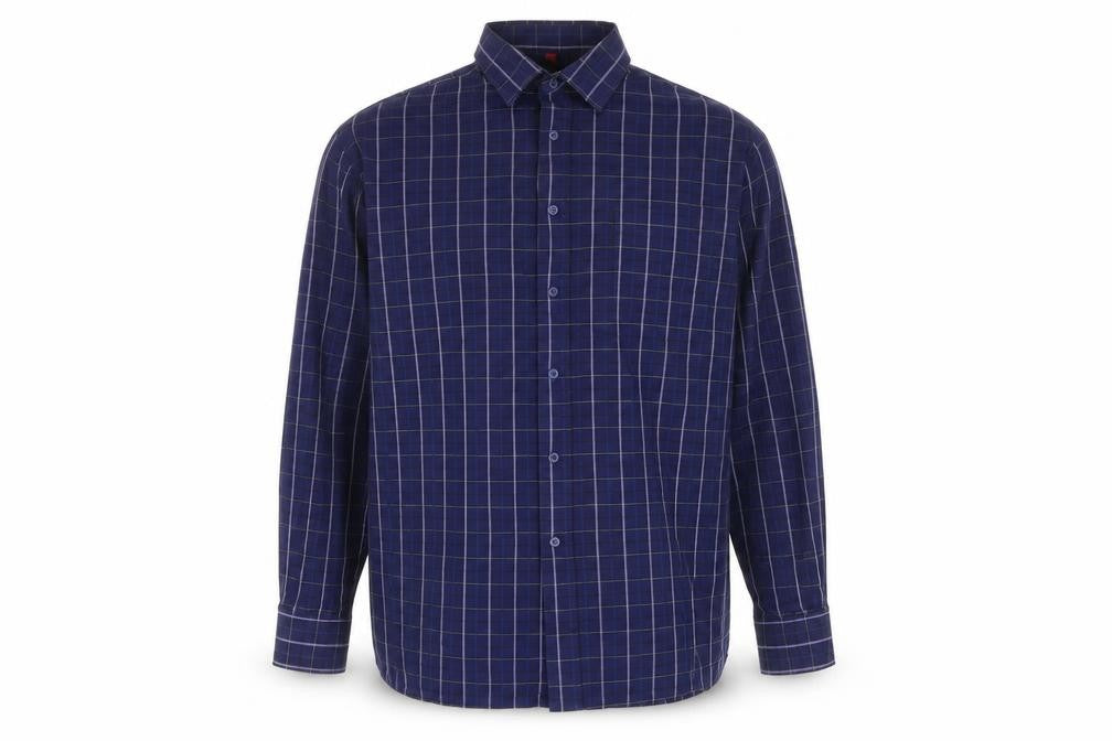 Tom Hagan Men’s Blue Check Cotton Blend Long Sleeve Shirt L 42