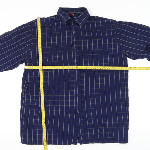 Tom Hagan Men’s Blue Check Cotton Blend Long Sleeve Shirt L 42