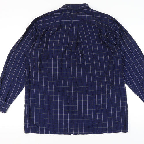 Tom Hagan Men’s Blue Check Cotton Blend Long Sleeve Shirt L 42