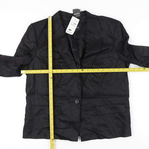 Claudia Sträter Women's Black Linen Blazer Size 16 Single-Breasted