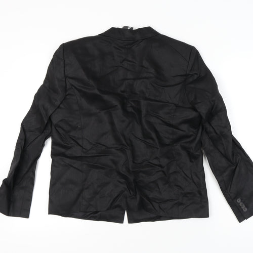 Claudia Sträter Women's Black Linen Blazer Size 16 Single-Breasted