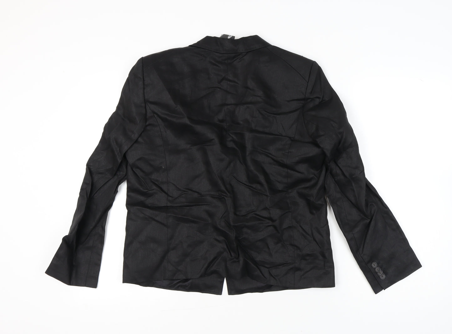 Claudia Sträter Women's Black Linen Blazer Size 16 Single-Breasted