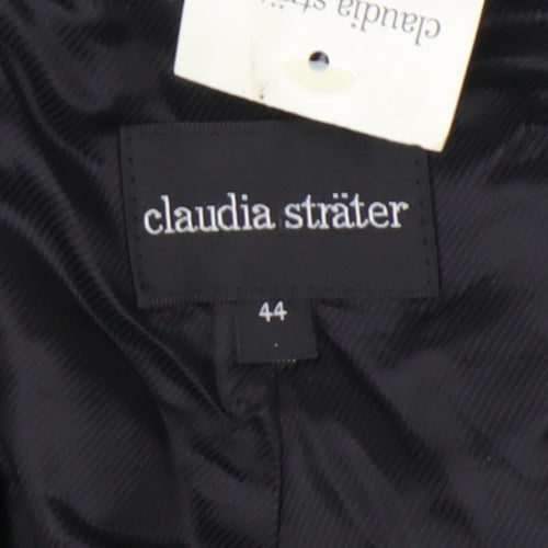 Claudia Sträter Women's Black Linen Blazer Size 16 Single-Breasted