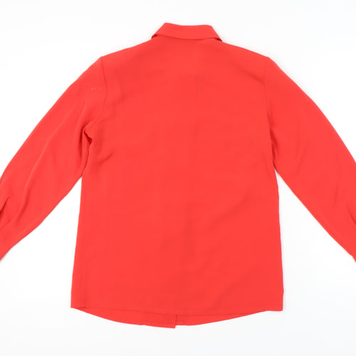 Alexon Womens Red Button-Up Shirt UK 8 Long Sleeve Polyester