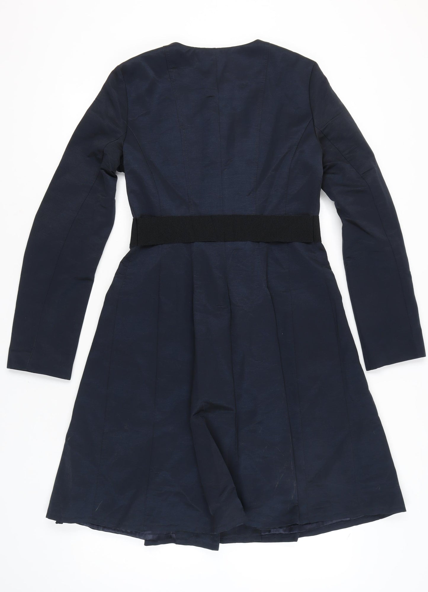 Topshop Women’s Blue Long Overcoat UK 10 Belted Classic Formal