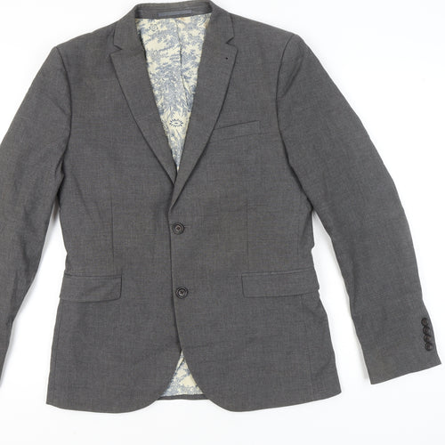 Next Men’s Grey Blazer Jacket Size 40 Regular Two Button Formal
