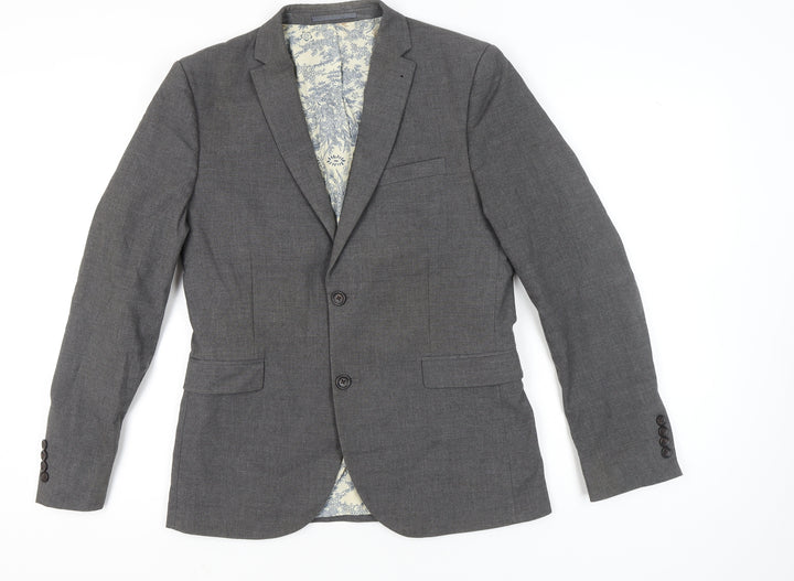 Next Men’s Grey Blazer Jacket Size 40 Regular Two Button Formal