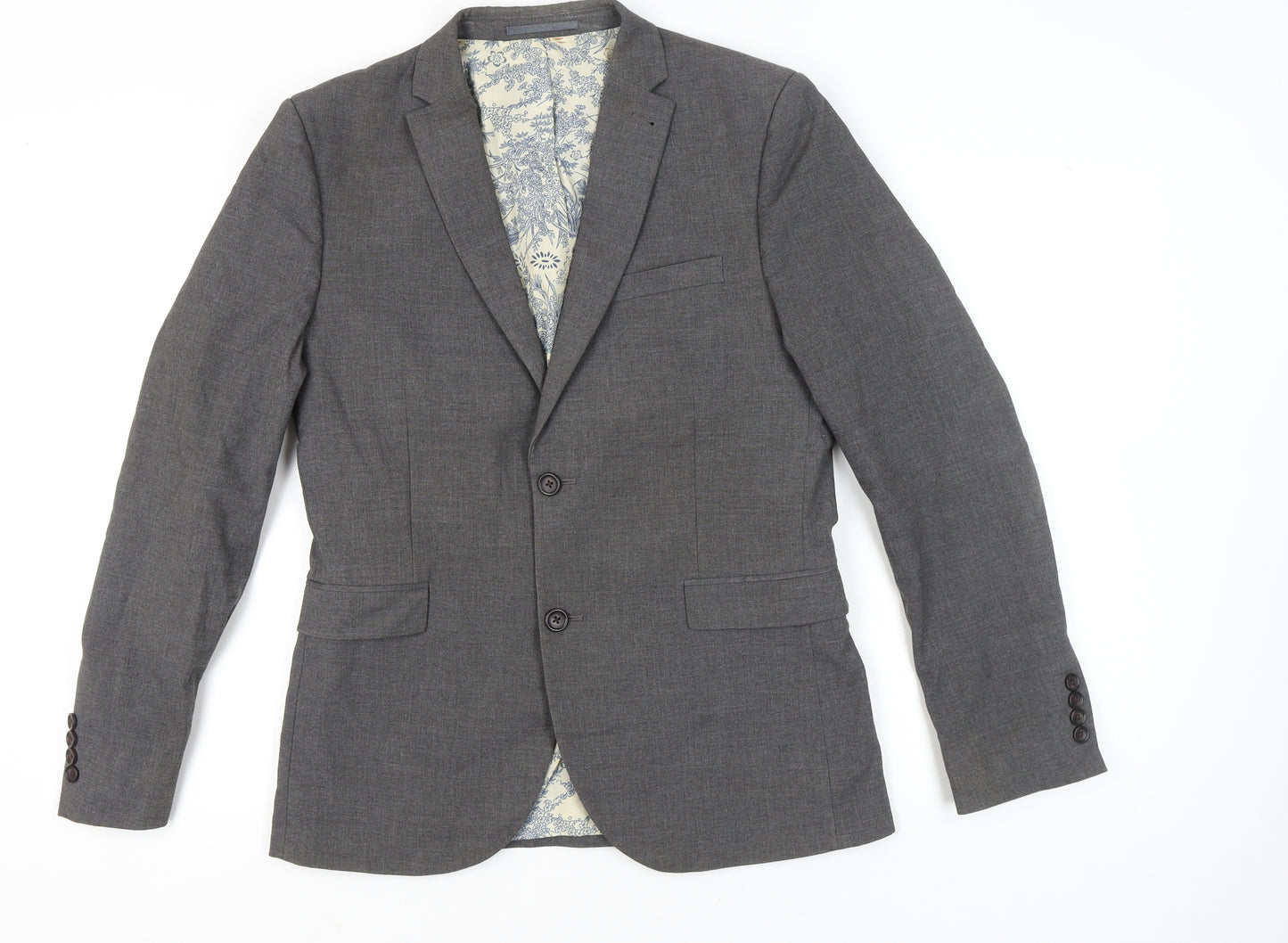 Next Men’s Grey Blazer Jacket Size 40 Regular Two Button Formal