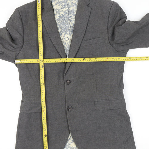 Next Men’s Grey Blazer Jacket Size 40 Regular Two Button Formal