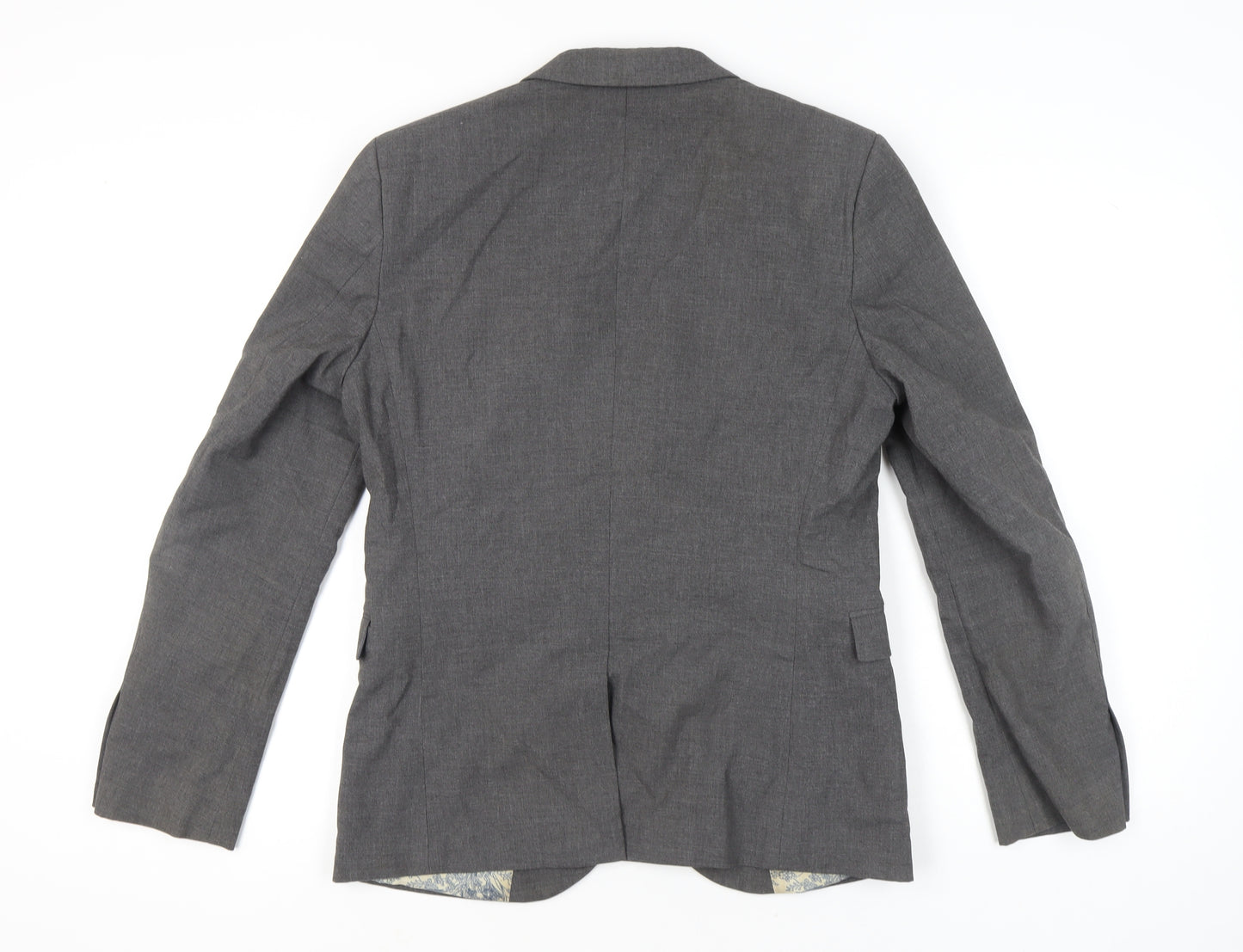 Next Men’s Grey Blazer Jacket Size 40 Regular Two Button Formal