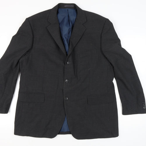 Pinstripe Mens Grey 46in Chest Regular Fit Blazer Jacket