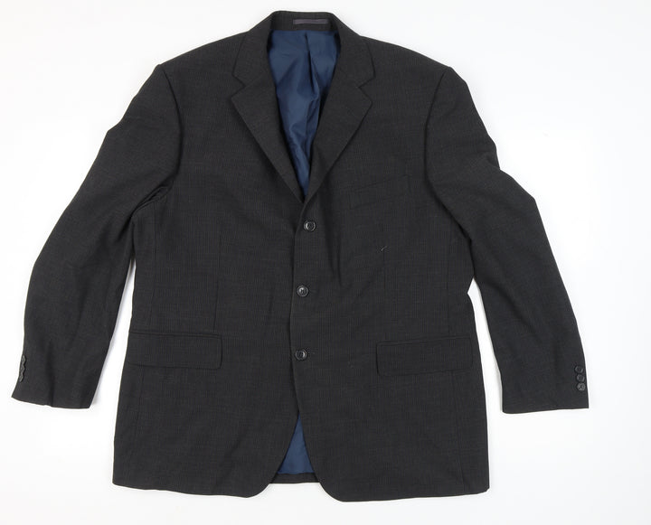 Pinstripe Mens Grey 46in Chest Regular Fit Blazer Jacket