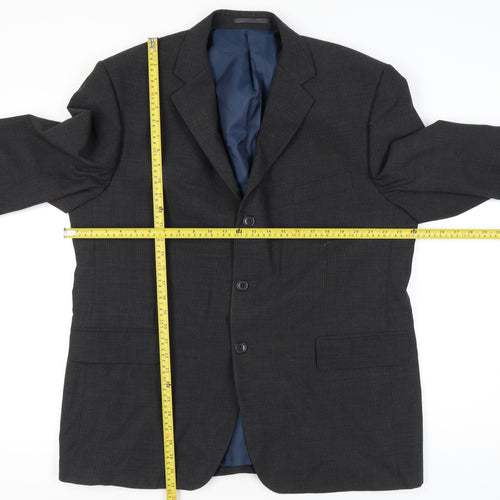 Pinstripe Mens Grey 46in Chest Regular Fit Blazer Jacket