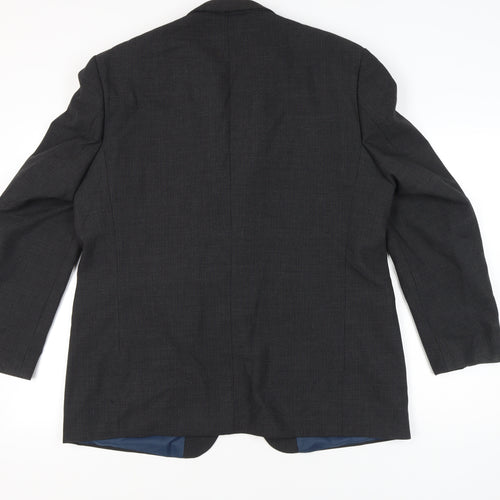 Pinstripe Mens Grey 46in Chest Regular Fit Blazer Jacket