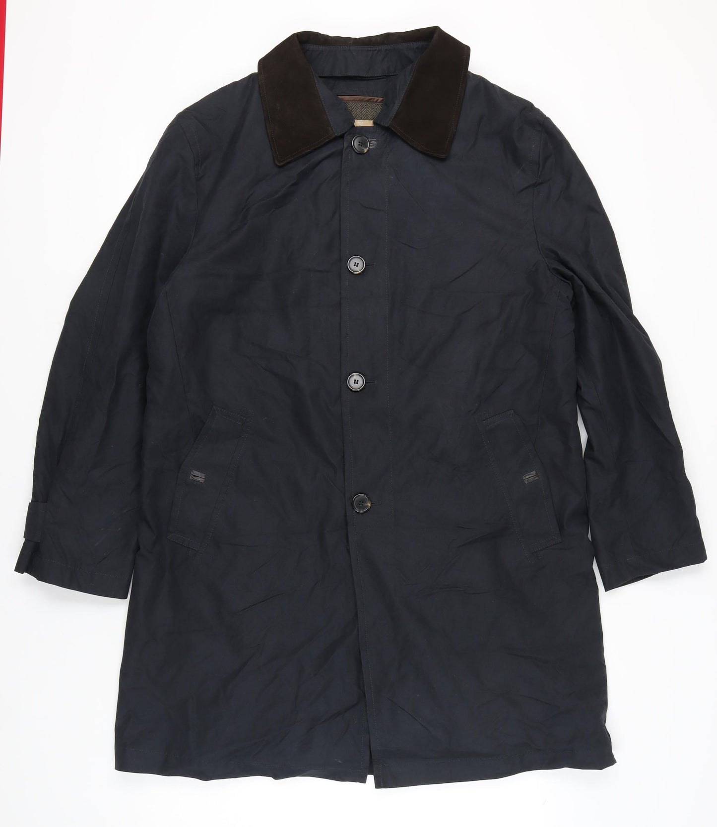 Marks and Spencer Men’s Navy Overcoat Medium Regular Fit