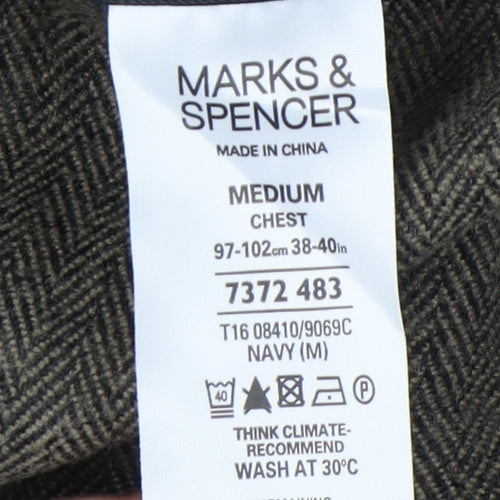 Marks and Spencer Men’s Navy Overcoat Medium Regular Fit