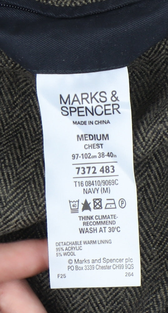 Marks and Spencer Men’s Navy Overcoat Medium Regular Fit