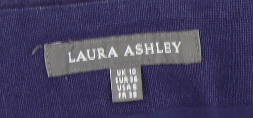 Laura Ashley Women’s Purple A-Line Bird Print Cotton Linen Skirt Size 10