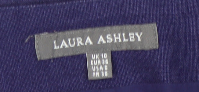 Laura Ashley Women’s Purple A-Line Bird Print Cotton Linen Skirt Size 10