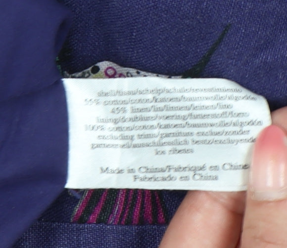 Laura Ashley Women’s Purple A-Line Bird Print Cotton Linen Skirt Size 10