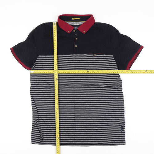 Ted Baker Men’s Black Striped Polo Shirt Size L Cotton Blend