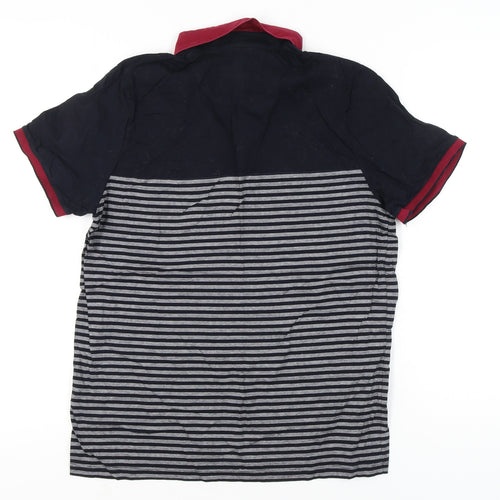 Ted Baker Men’s Black Striped Polo Shirt Size L Cotton Blend