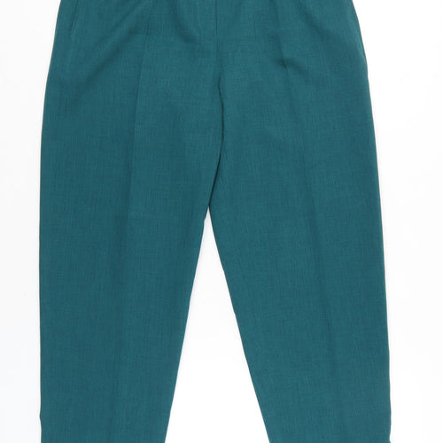 Eastex Womens Green Size 14 Pleated High Rise Straight Trousers