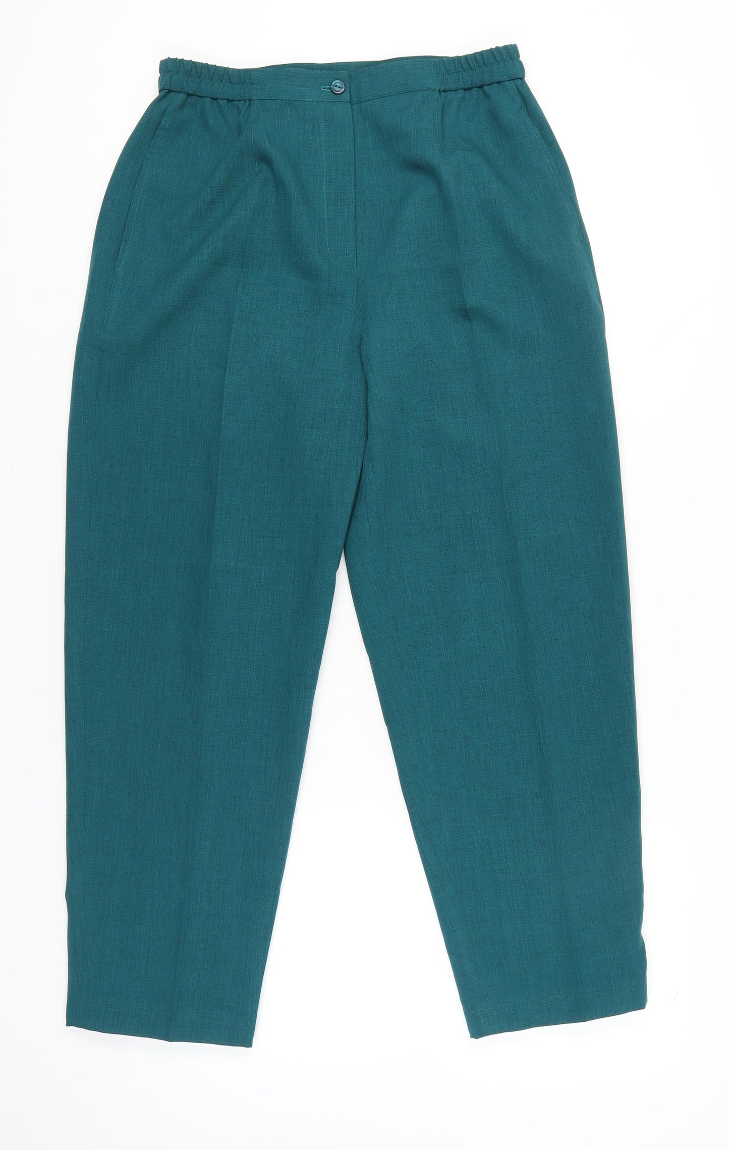 Eastex Womens Green Size 14 Pleated High Rise Straight Trousers
