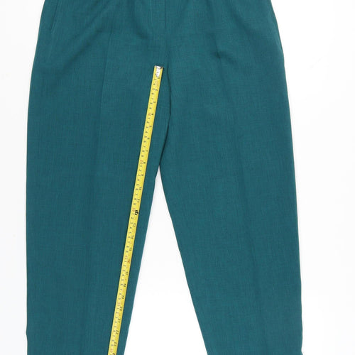 Eastex Womens Green Size 14 Pleated High Rise Straight Trousers