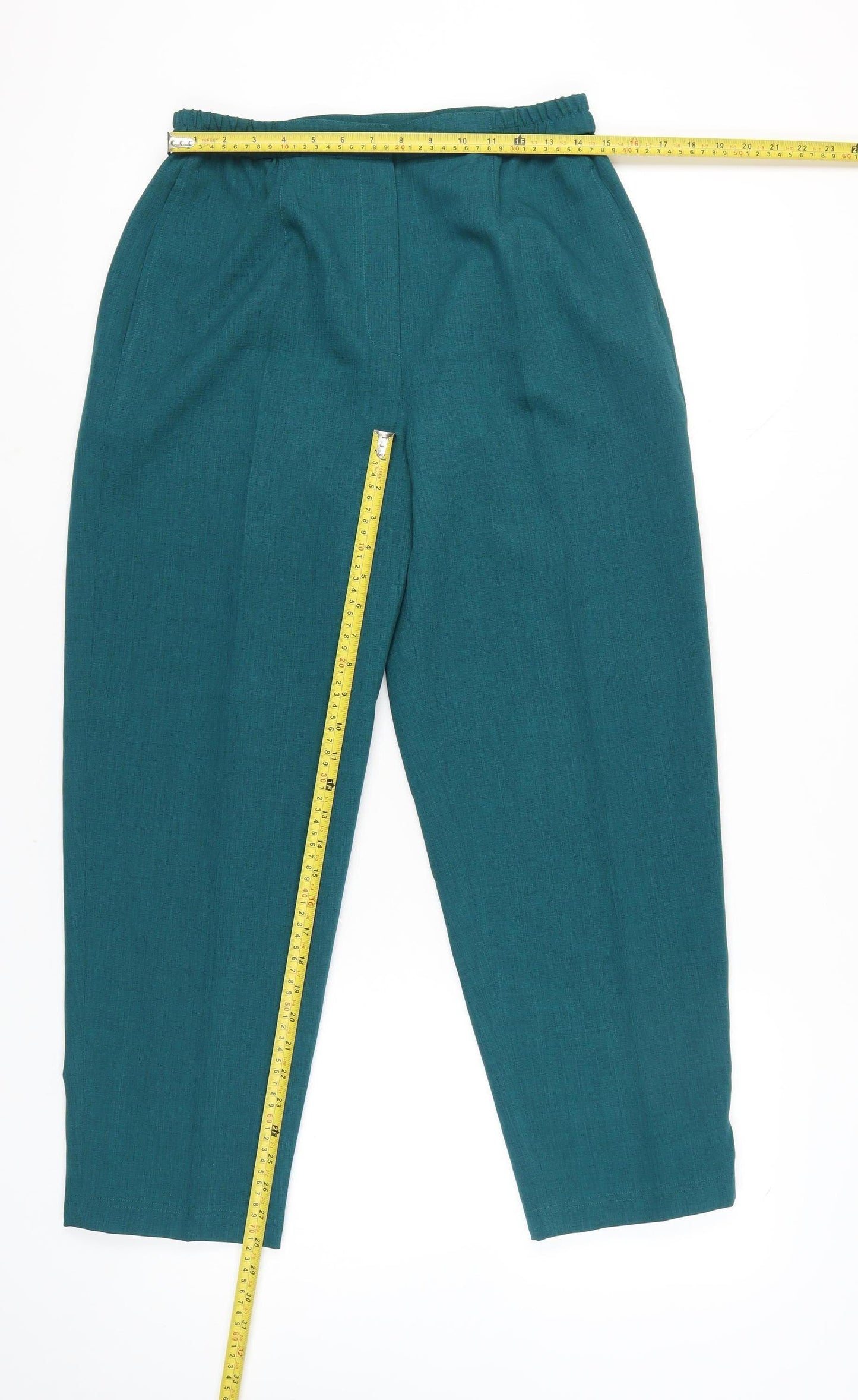 Eastex Womens Green Size 14 Pleated High Rise Straight Trousers
