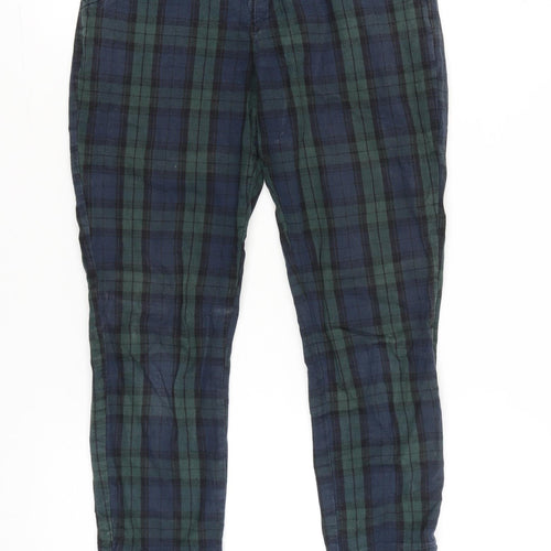 Hollister Womens XS Multicoloured Plaid Cotton Tapered Chino Trousers