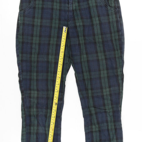 Hollister Womens XS Multicoloured Plaid Cotton Tapered Chino Trousers