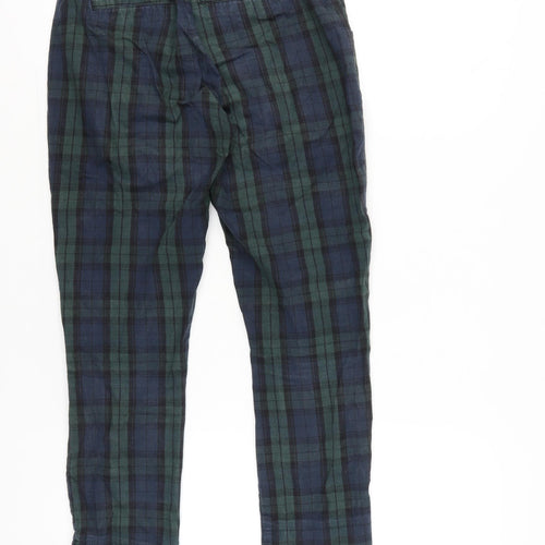 Hollister Womens XS Multicoloured Plaid Cotton Tapered Chino Trousers