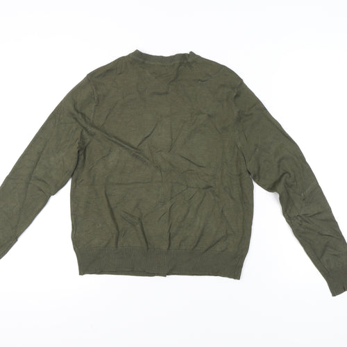 Marks and Spencer Womens Green Cardigan Size 10 Knit Crew Neck
