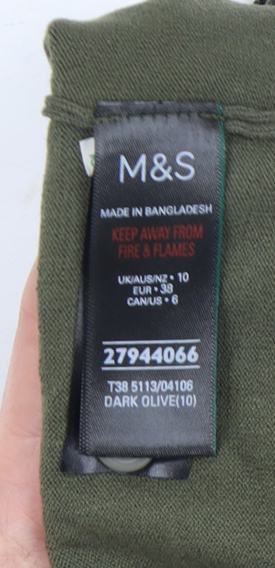 Marks and Spencer Womens Green Cardigan Size 10 Knit Crew Neck