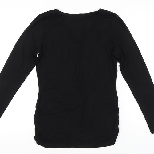 Laurèl Women’s Black Embellished Tunic Blouse - Size 14 Long Sleeve Scoop Neck