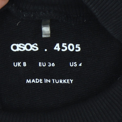 ASOS 4505 Women's Black Sweatshirt UK 8 Cotton Long Sleeve Crew Neck