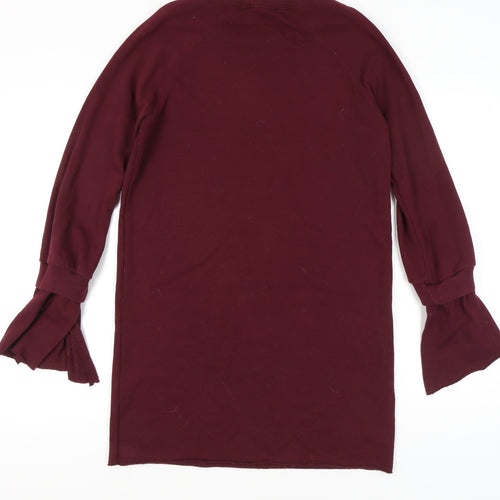 Missguided Women’s Red Shift Dress Size 10 Long Sleeve Flared