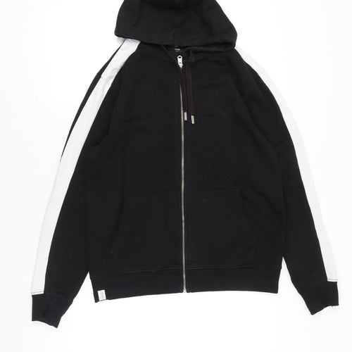 Threadbare Men’s Black Full Zip Hoodie Jacket Size M Cotton Blend