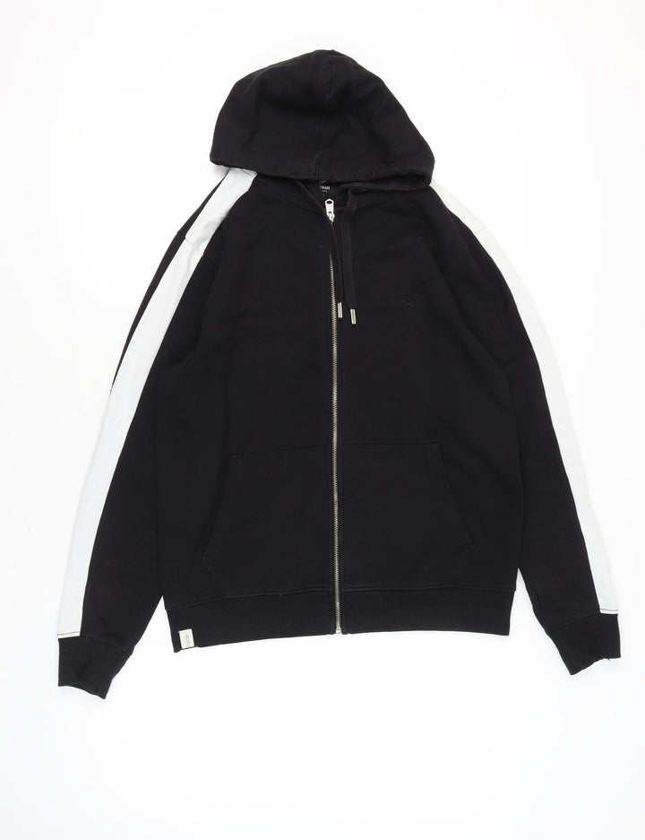 Threadbare Men’s Black Full Zip Hoodie Jacket Size M Cotton Blend