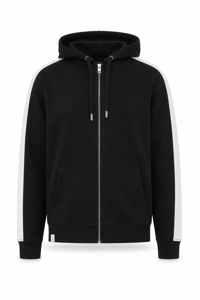Front view of Threadbare Men’s Black Full Zip Hoodie Jacket, size M, Cotton Blend