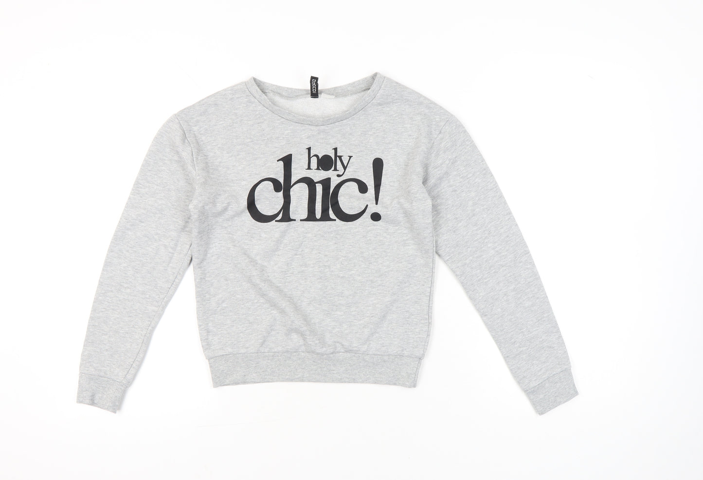 Boohoo Womens Grey XS Pullover Sweatshirt Graphic Print Chic