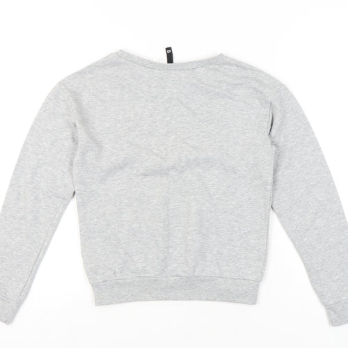 Boohoo Womens Grey XS Pullover Sweatshirt Graphic Print Chic